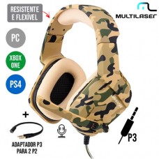 Headset Gamer P3 + Adaptador P2 para PC/PS4/Xbox One Warrior Osborn Army c/ Microfone Multilaser PH336 - Camuflado